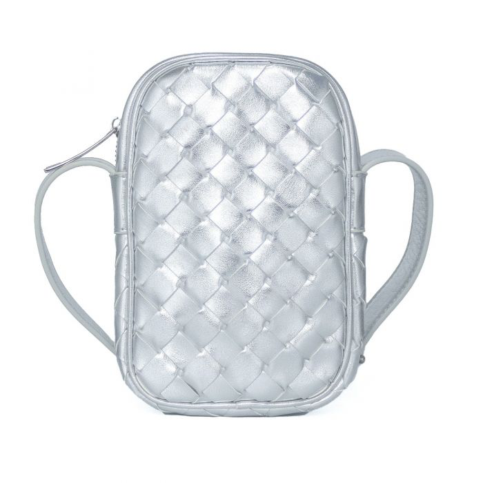 Silver Weave Crossbody Handbag