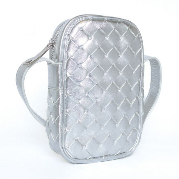 Silver Weave Crossbody Handbag