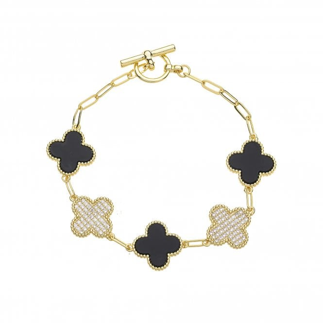 Gold & Black T Bar Bracelet