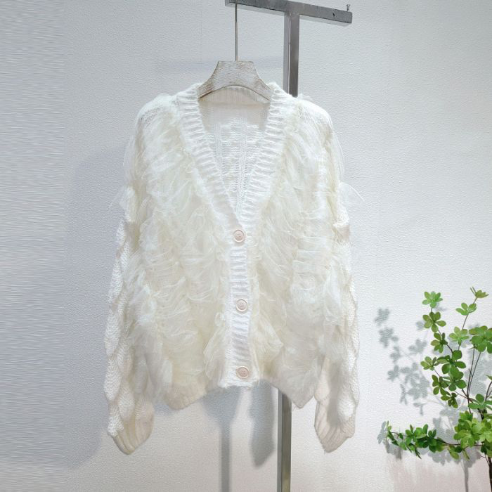 Ivory Ruffle Front Cardigan