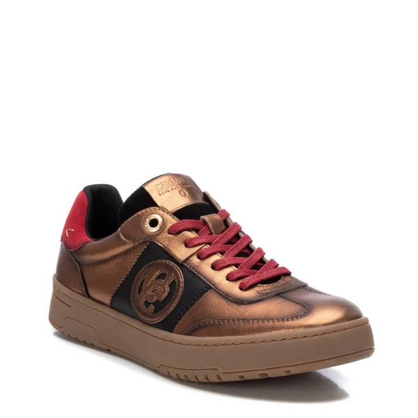 Carmela Bronze Leather Red Lace Trainers