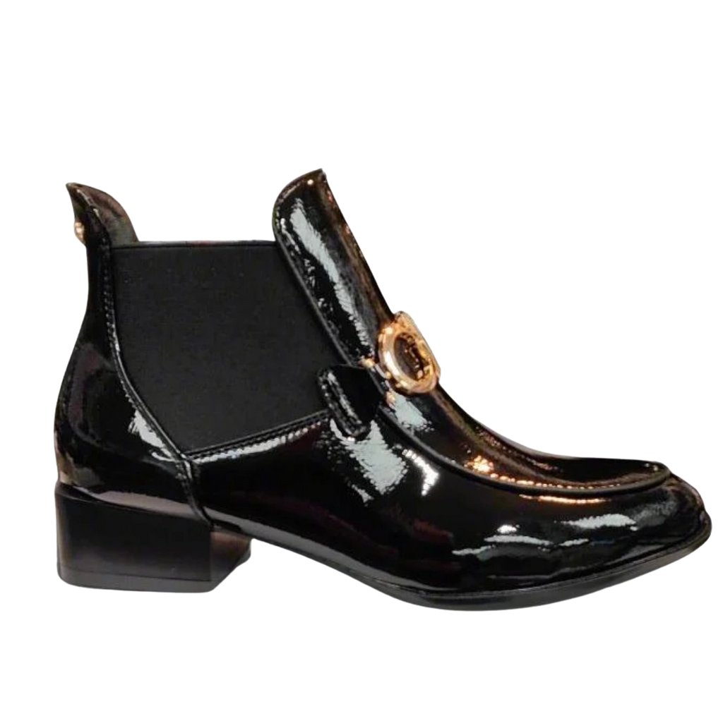 Patrizio Como Aubonne Black Patent Ankle Boots