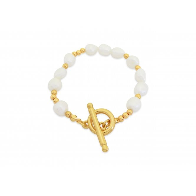 Pearl & Gold T Bar Bracelet