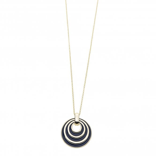 Gold & Navy Long Pendant Necklace