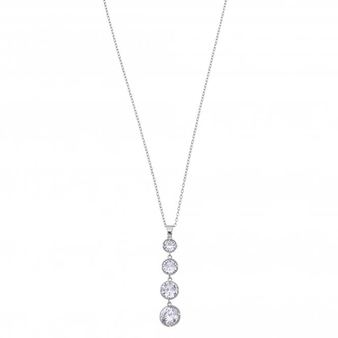 Silver Crystal Drop Pendant Necklace