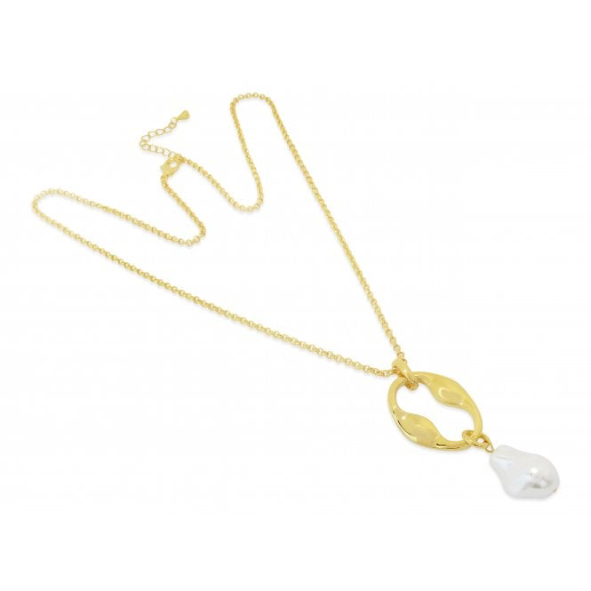 Gold & Pearl Drop Pendant Necklace