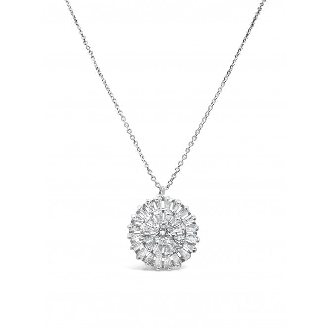 Silver Crystal Round Pendant Necklace