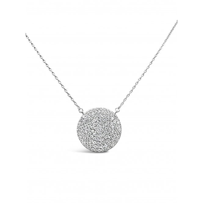 Silver Round Crystal Encrusted Necklace
