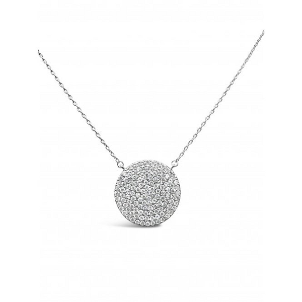 Silver Round Crystal Encrusted Necklace