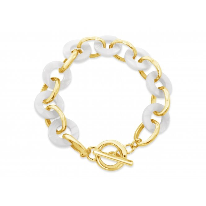 Gold & White Chunky Chain Bracelet
