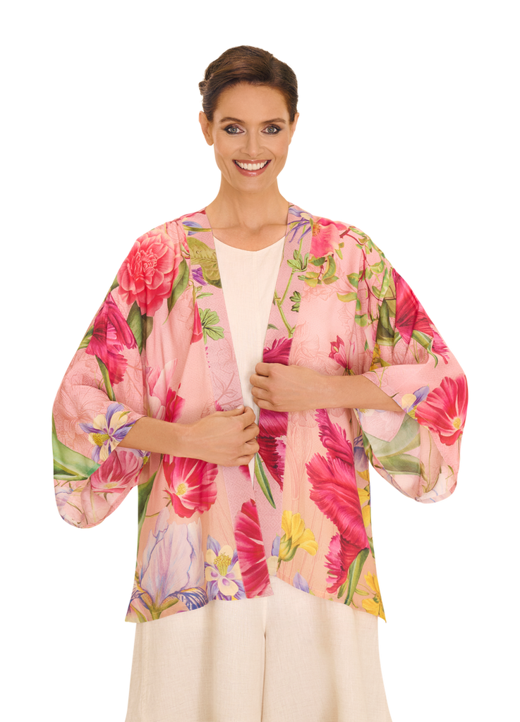 Powder Petal Floral Study Kimono Jacket