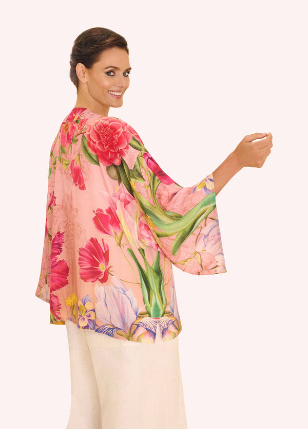 Powder Petal Floral Study Kimono Jacket