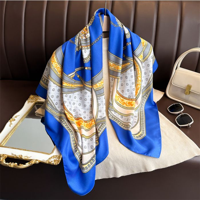 Royal Blue Patterned Neck Scarf