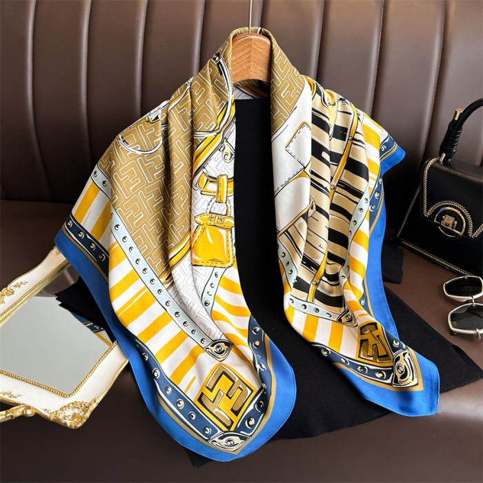 Yellow & Blue Patterned Neck Scarf