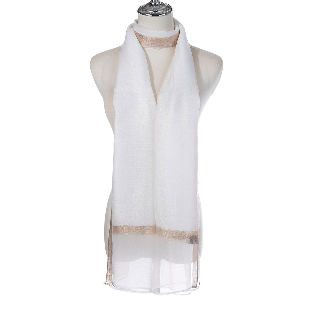 White Shimmer Trim Scarf