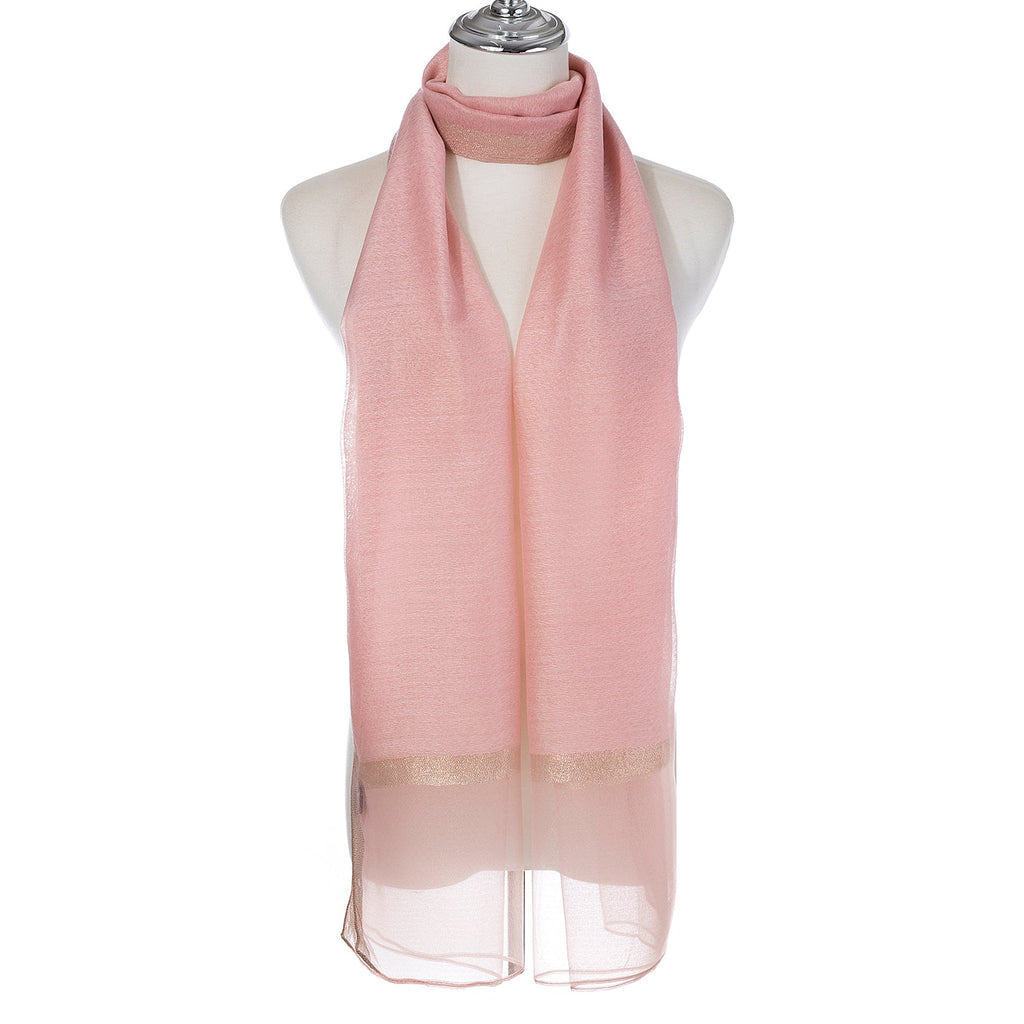 Pink Shimmer Trim Scarf