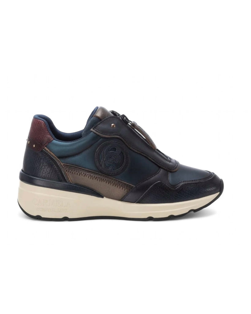 Carmela Ladies Leather Navy Trainers