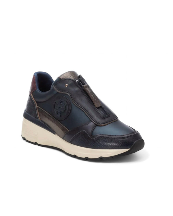 Carmela Ladies Leather Navy Trainers