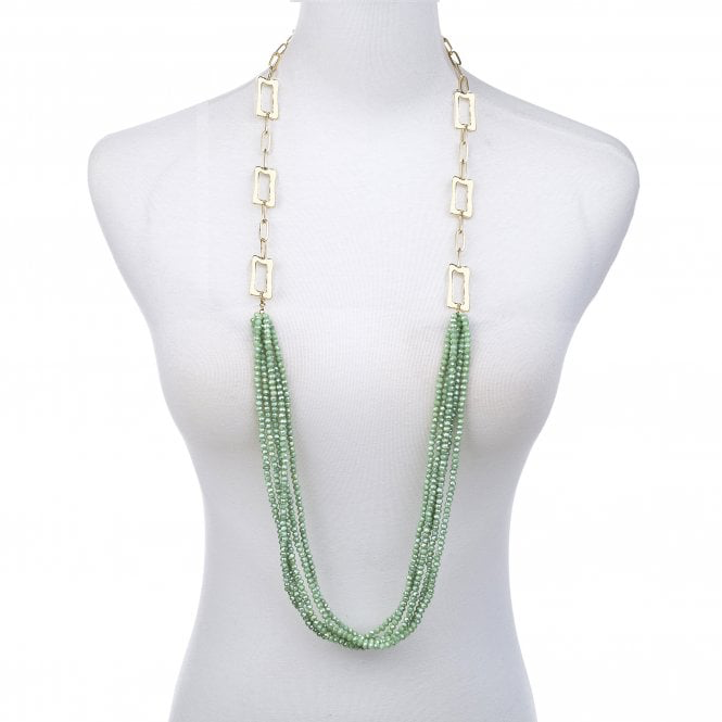 Gold & Green Crystal Layered Necklace