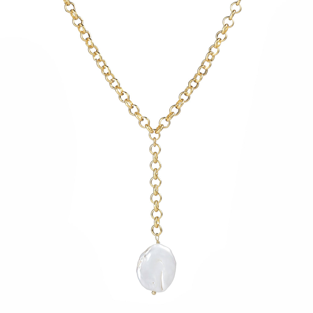 Gold & Freshwater Pearl Drop Necklace