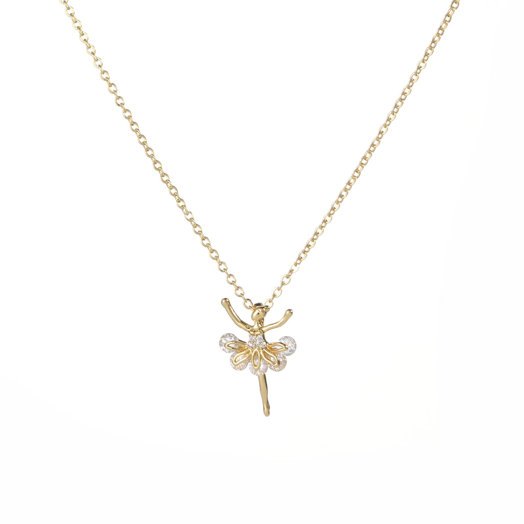 Gold & Crystal Ballerina Necklace