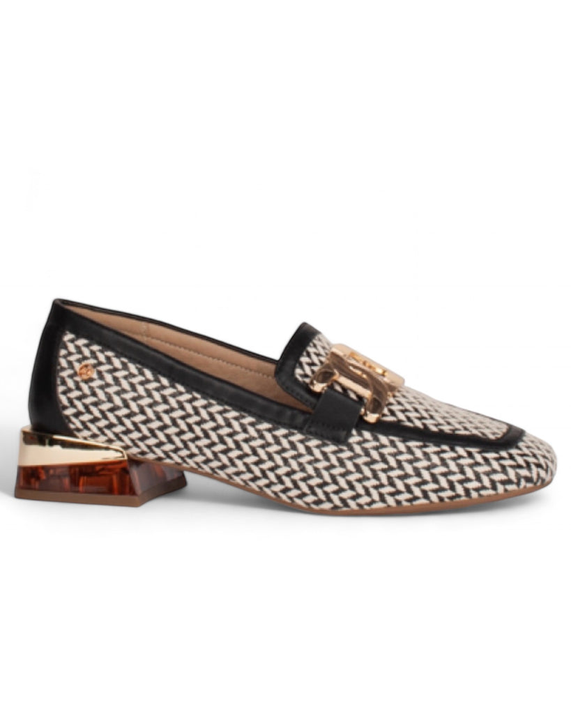 Zanni & Co Laocai Ink Zigzag Heeled Loafers with Gold Details