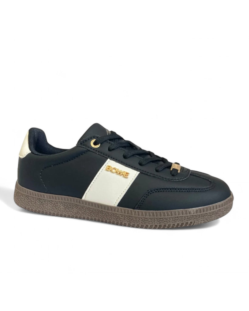 Tommy Bowe Wafer Black Trainers with White Side Stripe