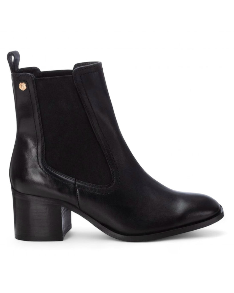 Carmela Black Leather Heeled Ankle Boots