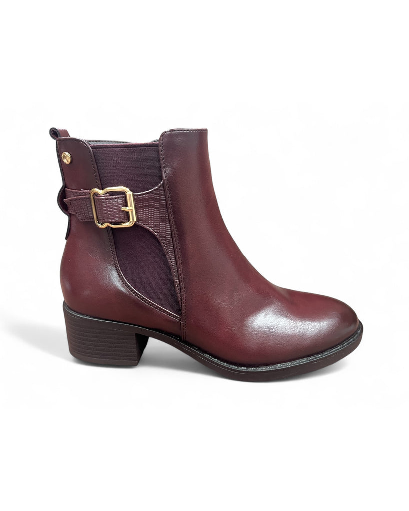 Patrizio Como Ferrara Wine Block Heel Ankle Boots