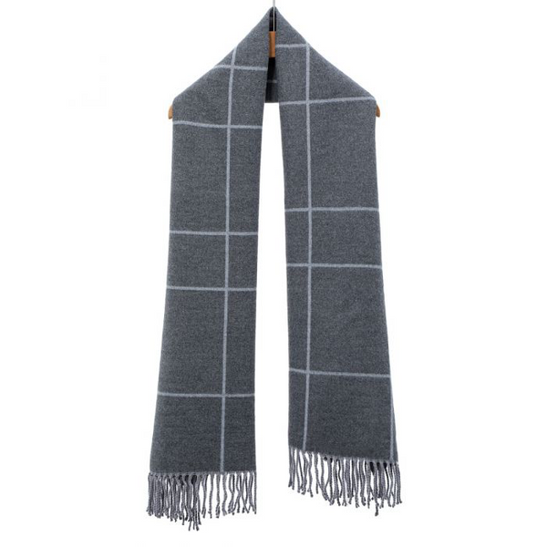 Grey Check Print Scarf