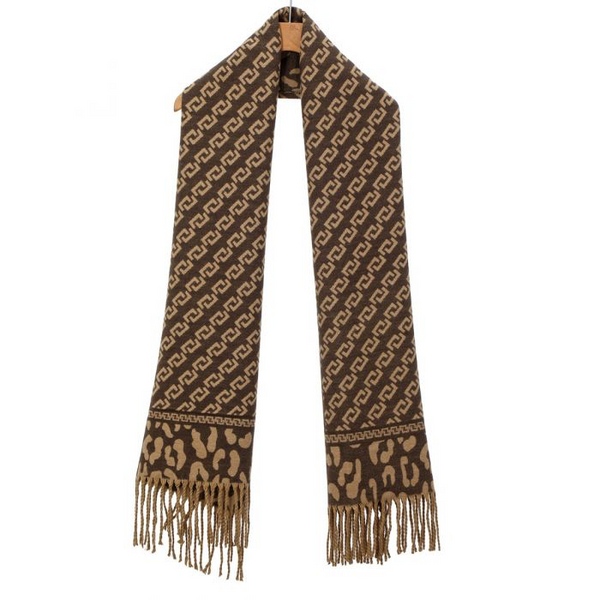 Camel & Brown Print Scarf