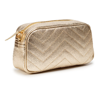 Gold Quilted Leather Crossbody Handbag