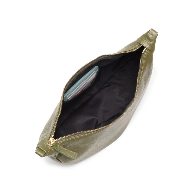 Olive Green Leather Hobo Sling Bag