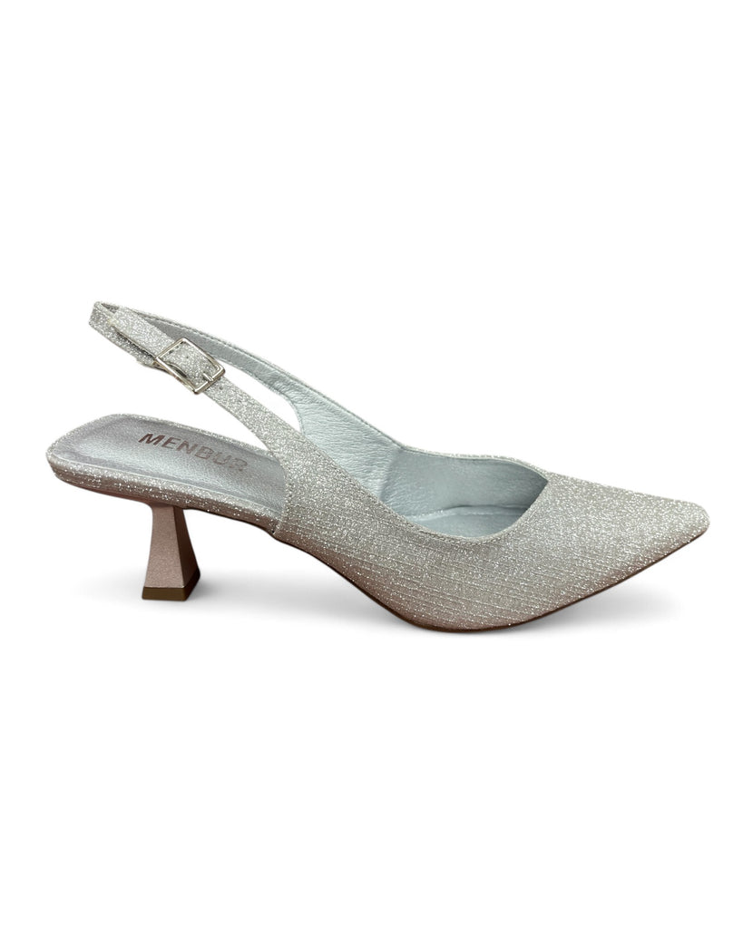 Menbur Silver Slingback Heels