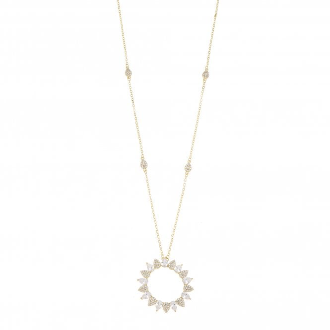 Gold & Crystal Long Pendant Necklace