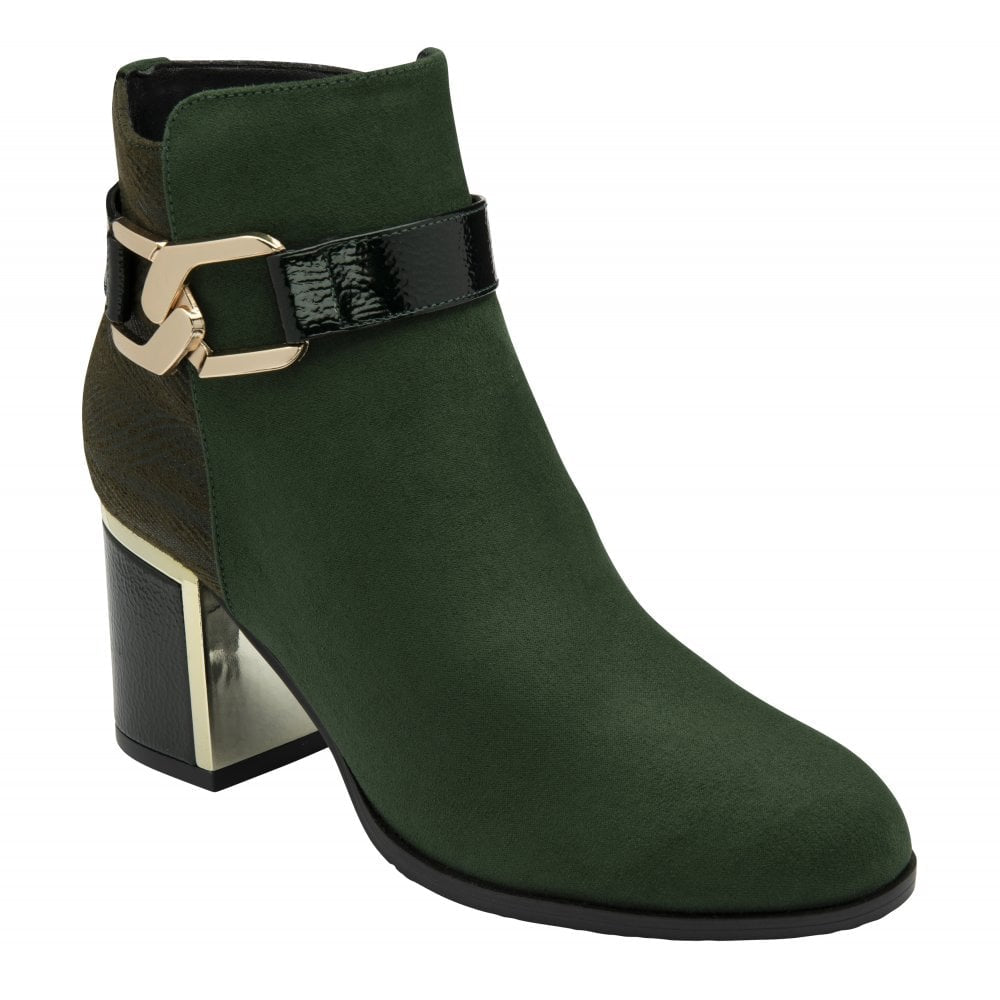 Adelaide Green Block Heel Suede Boots