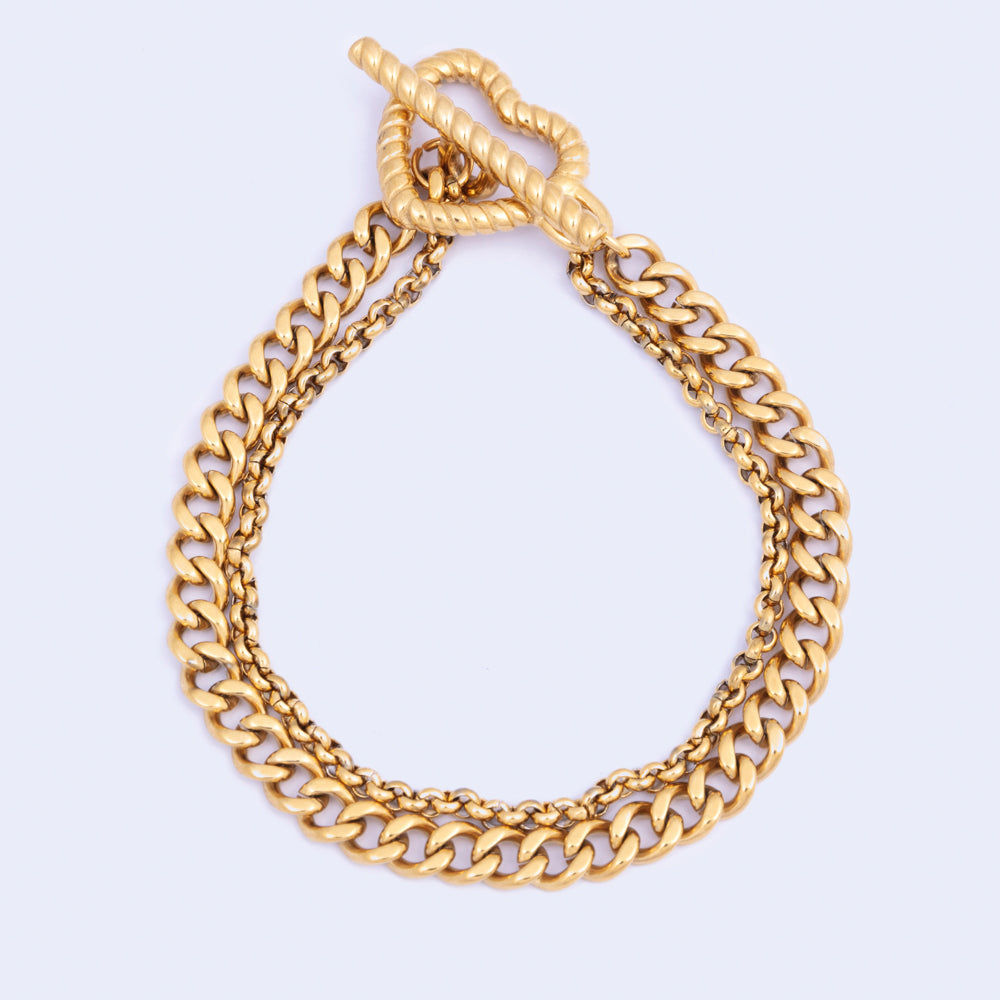 Gold Heart Lock Bracelet