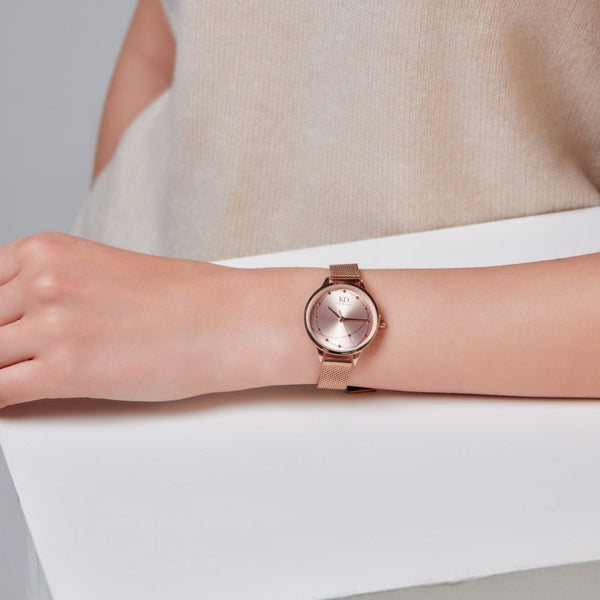 Melena Rose Gold Mesh Strap Watch