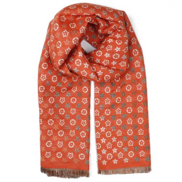 Orange & Camel Print Scarf