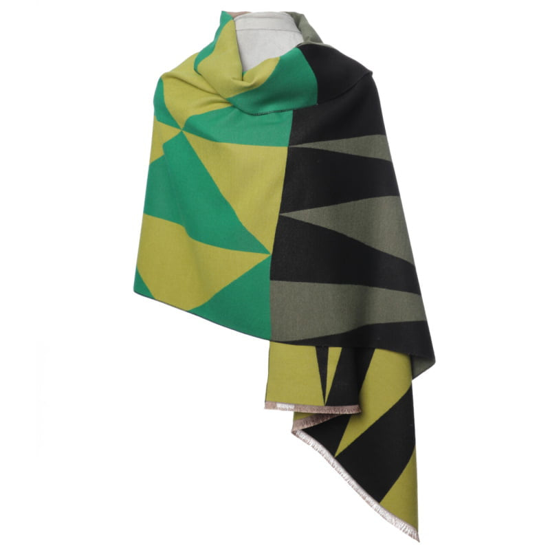 Black & Lime Geometric Scarf