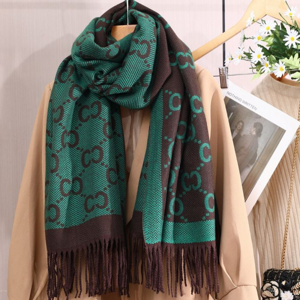 Green & Brown Print Scarf