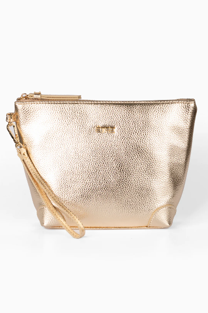 Sylvie Gold Faux Leather Vanity Bag