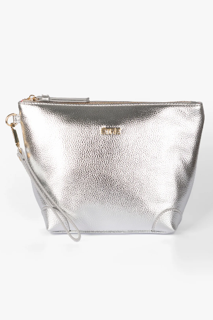 Sylvie Silver Faux Leather Vanity Bag