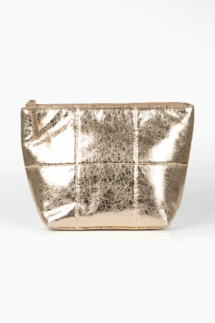 Romy Quilted Cracked Gold Vanity Bag