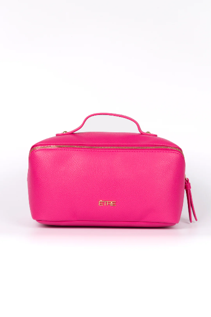 Mila Fuchsia Pebbled Faux Leather Vanity Bag