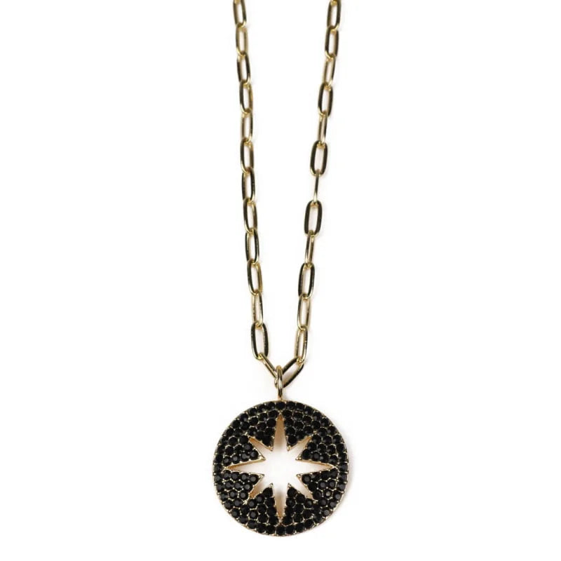 Black Crystal Star Gold Necklace