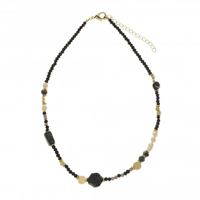 Black Crystal & Pearl Necklace