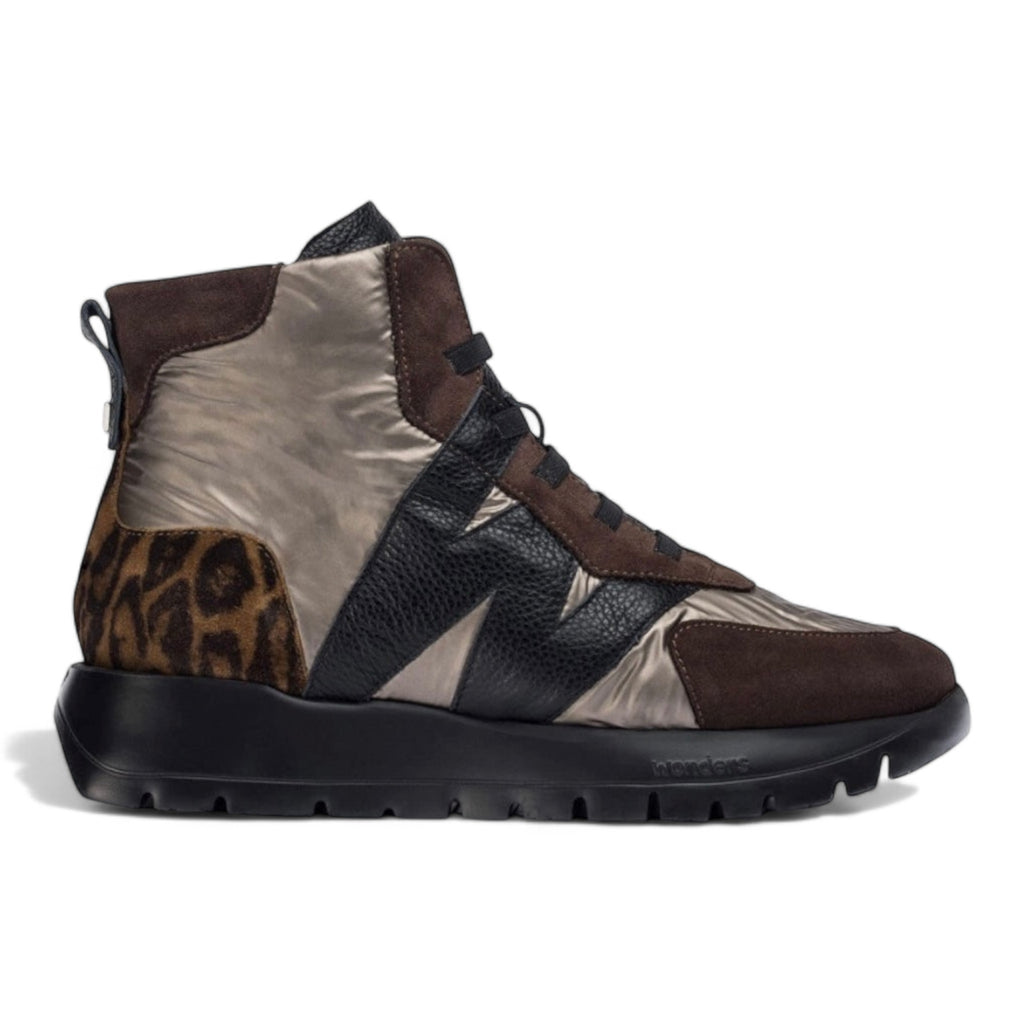 Wonders Brown, Pewter & Leopard Sports Ankle Boot