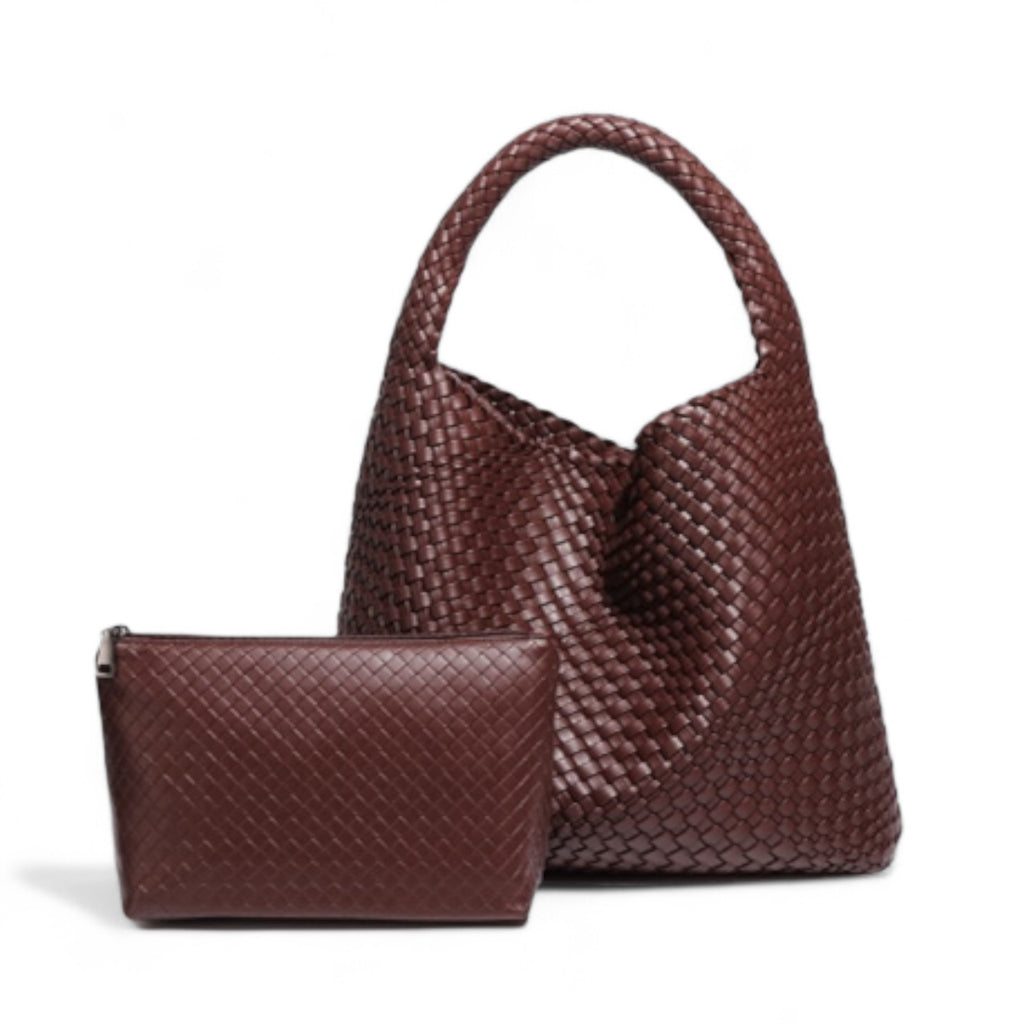 Chocolate Weave Shoulder Handbag