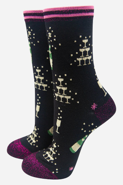 Black Champage Shimmer Socks